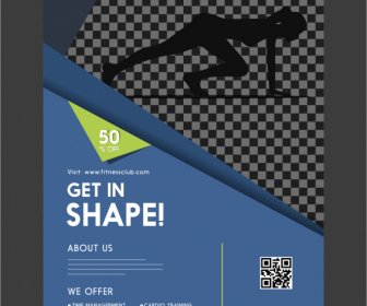 Fitness Sale Flyer Template Silhouette Checkered Decor