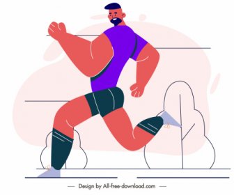 Fitness-Sport-Ikone Joggen Mann Skizze Cartoon-Charakter