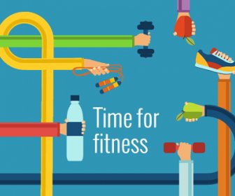 Fitness With Hands Flat Vector Template