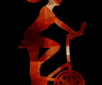 Fitness Woman Riding Activity Dark Low Poly Ornament