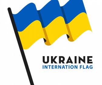 国旗ウクライナ国際記号アイコン3Dダイナミックスケッチ