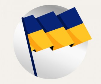 Tandai Ukraina Ikon Tanda Internasional Sketsa 3D