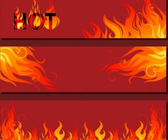 Flame Background Sets Red Icons Ornament