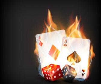 Flame Elements Casino Cards Vector Graphics