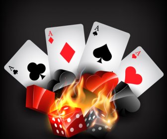 Flame Elements Casino Cards Vector Graphics
