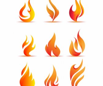Iconos De Fuego Llameante Diseño Moderno Dinámico