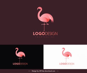 Flamingo Burung Logo Template Merah Muda Desain Datar