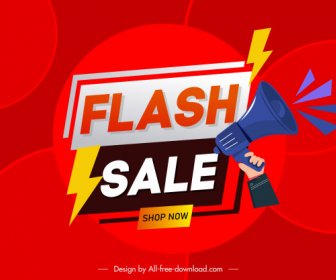 Flash Sale Banner Megaphone Thunderbolts Dekorasi