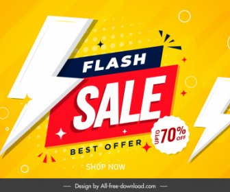 Flash Sale Banner Template Bright Design Lightning Decor