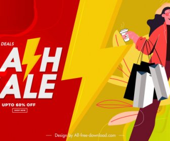 Flash Sale Poster Shopper Sketch Cartoon Character