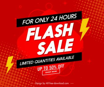 Flash Sale Poster Template Elegant Red Thunderbolts Decor
