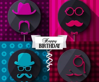 Flat Balloon With Happy Birthday Background Vector