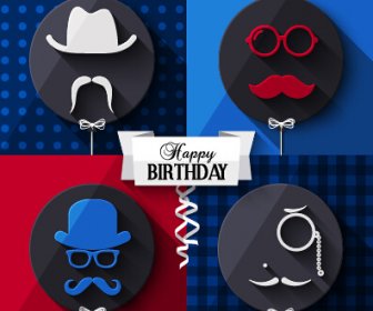 Flat Balloon With Happy Birthday Background Vector