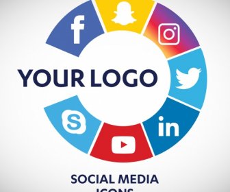 Flat Icons Technology Social Media Network Computer Concept Abstract Background With Objects Group Of Elements Star Smile Face Sale Share Like Comment Vector Illustration Twitter Youtube Whatsapp Snapchat Facebook Instagram -9