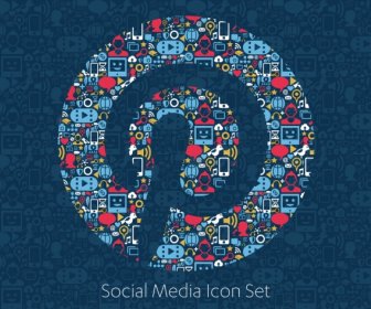 Flat Icons Technology Social Media Network Computer Concept Abstract Background With Objects Group Of Elements Star Smile Face Sale Share Like Comment Vector Illustration Twitter Youtube Whatsapp Snapchat Facebook Instagram -3