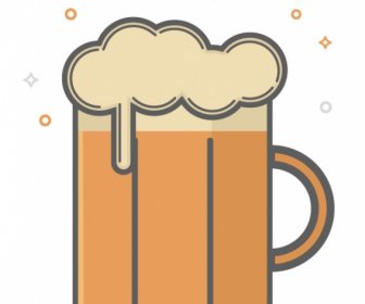 Flache Linie Bier Becher Symbol