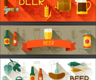 Flat Style Beer Banners Vector