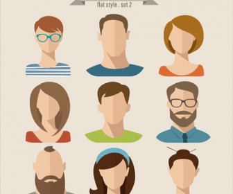 Flat Style Character Icons Vector