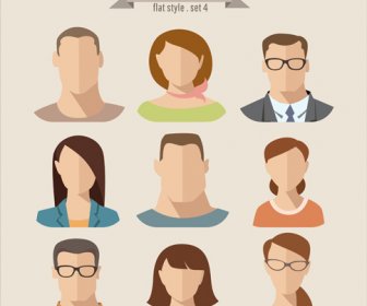 Flat Style Character Icons Vector
