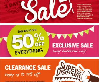 Flat Styles Sale Banners Vector Set