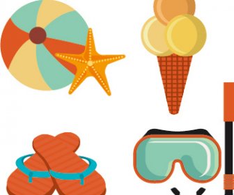 Flat Styles Summer Holiday Vintage Background Vector