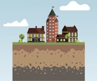 Flat Urban Landscape And Building Vector