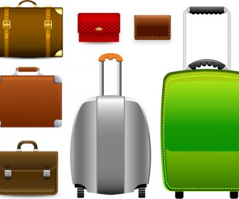 Flat Vector Of Colored Luggages Icons