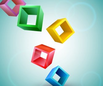 Floating Cubes Background Colorful 3d Icons Decoration