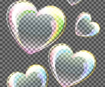 Floating Hearts Background Multicolored Transparent Design