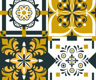 Floor Tile Decor Elements Flat Classic Symmetrical Shapes