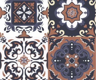 floor tile decor templates elegant retro symmetrical shapes