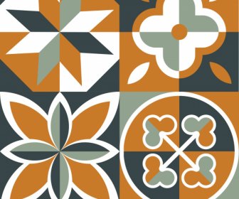Flooring Tile Decor Elements Elegant Flat Symmetrical Flora