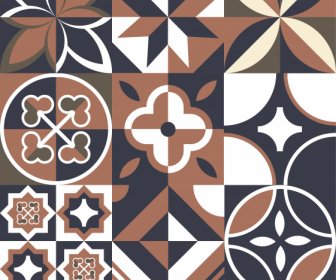 Flooring Tile Pattern Elements Dark Retro Flat Symmetry
