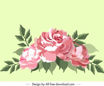 Flora Painting Blooming Sketch Colored Classic Decor