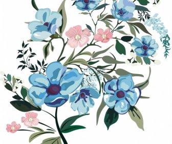 Flora Lukisan Berwarna Dekorasi Klasik