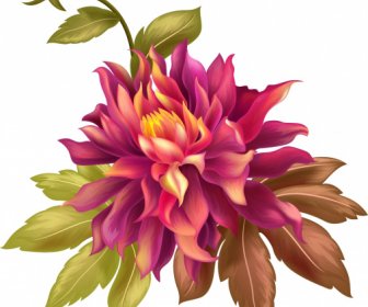 ร่างภาพวาด 3 มิติที่มีสีสันดอกไม้ออกแบบวินเท