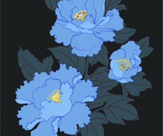 Lukisan Flora Desain Handdrawn Klasik Gelap