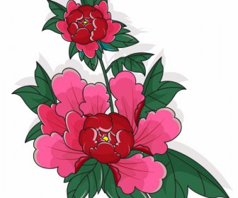 flora painting red green classical sketch