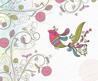 Floral And Bird Vector