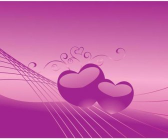 Floral искусство Фиолетовый сердца Валентина обои вектор