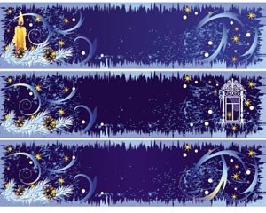 Floral искусство снег Рождество ночь баннер задать вектор