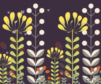 Floral Background Colored Flat Decoration