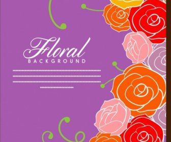 Floral Background Design Colorful Roses And Violet Decoration
