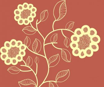 Floral Background Design Sunflower Silhouette Style
