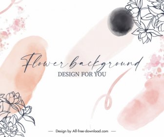 꽃 배경 템플릿 밝은 손으로 그린 클래식 디자인