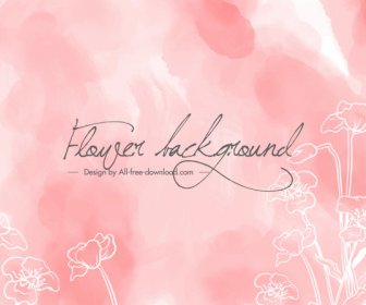 Floral Background Template Flat Handdrawn Sketch Classical Design