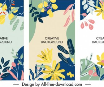 Floral Background Templates Colorful Classic Flat Handdrawn