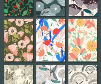 Floral Background Templates Colorred Retro Design