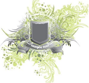 Floral Background With Security Shield Vector