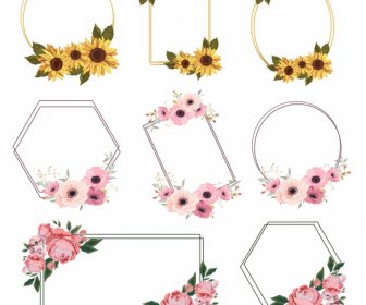 çiçek Kenarlık şablonları Zarif Geometrik şekiller Botanik Dekor